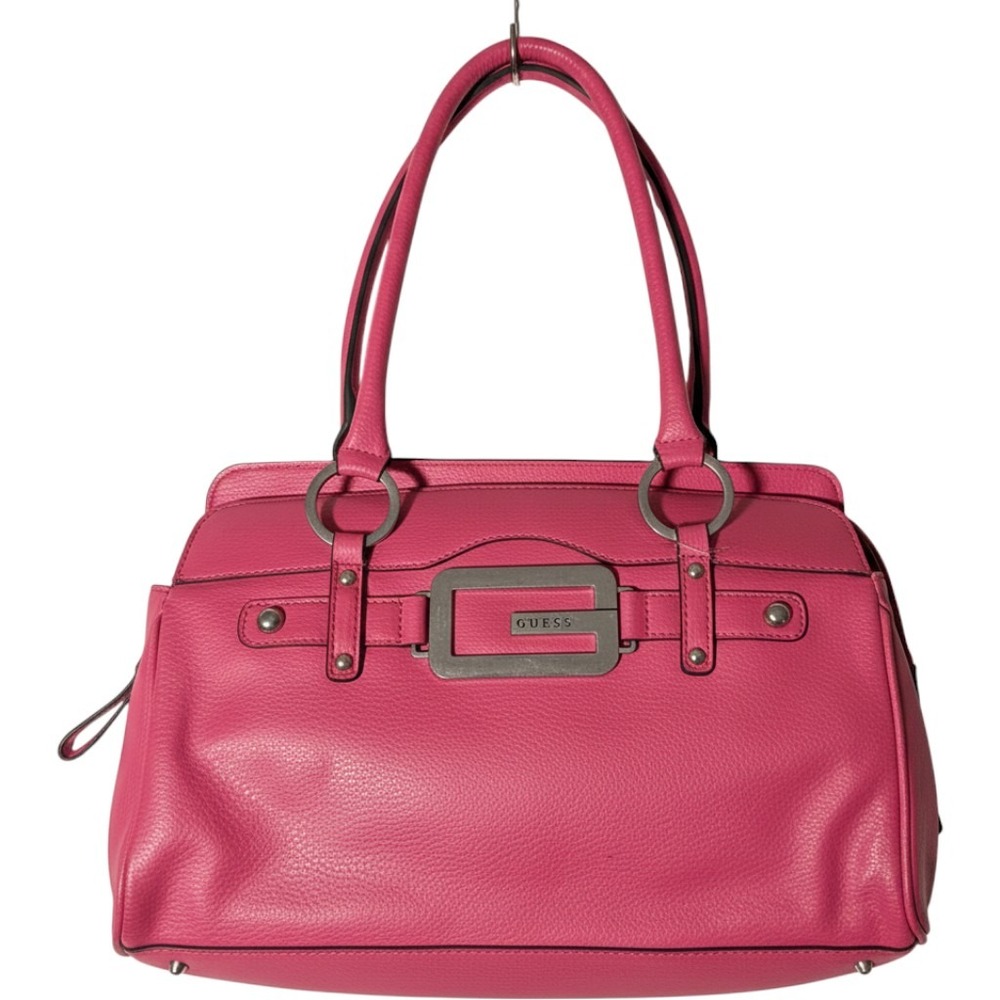 Vintage Guess Y2K Pink Faux Leather Shoulder Bag G Logo Buckle Purse Chic